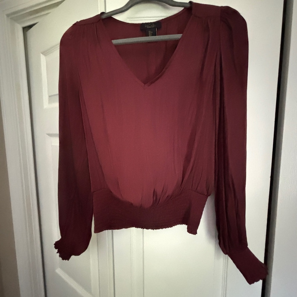 Rachel Burgundy V-Neck Blouse